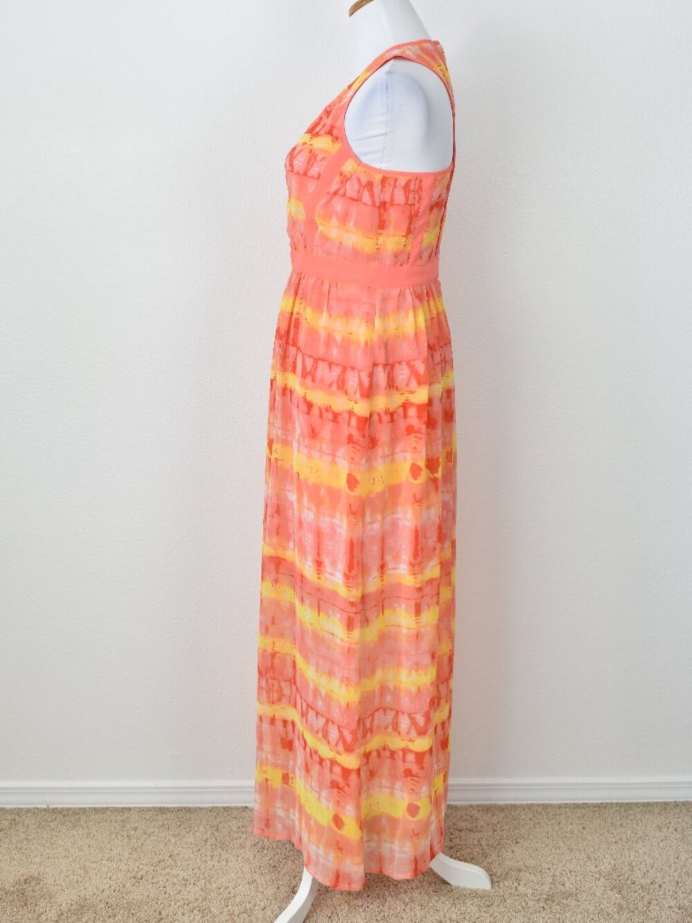 Calvin Klein Chiffon Tie Dye Stripe Maxi Dress - 6 - Picture 5 of 10